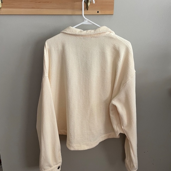 BTFBM Women's Corduroy Cropped Jacket Size XXL Cream White - Picture 6 of 7